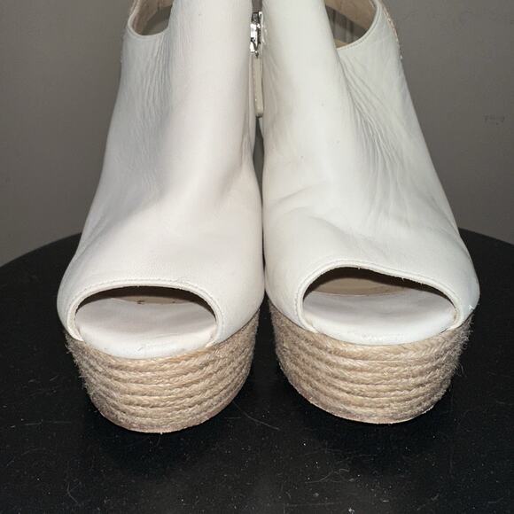Authentic GUCCI Cream Leather Raffia Jute Wedge Heel Slingback Sandals EU 37.5 - Picture 4 of 11